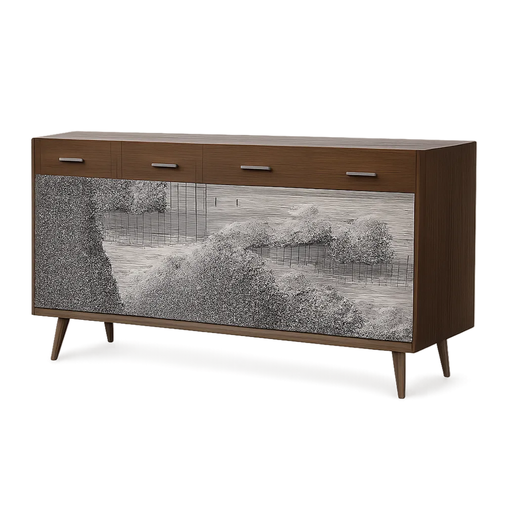 Sideboard Kommode mit Schubladen und Türen MDF Holzwerkstoff Holzdekor Braun 180 x 40 x 75 cm