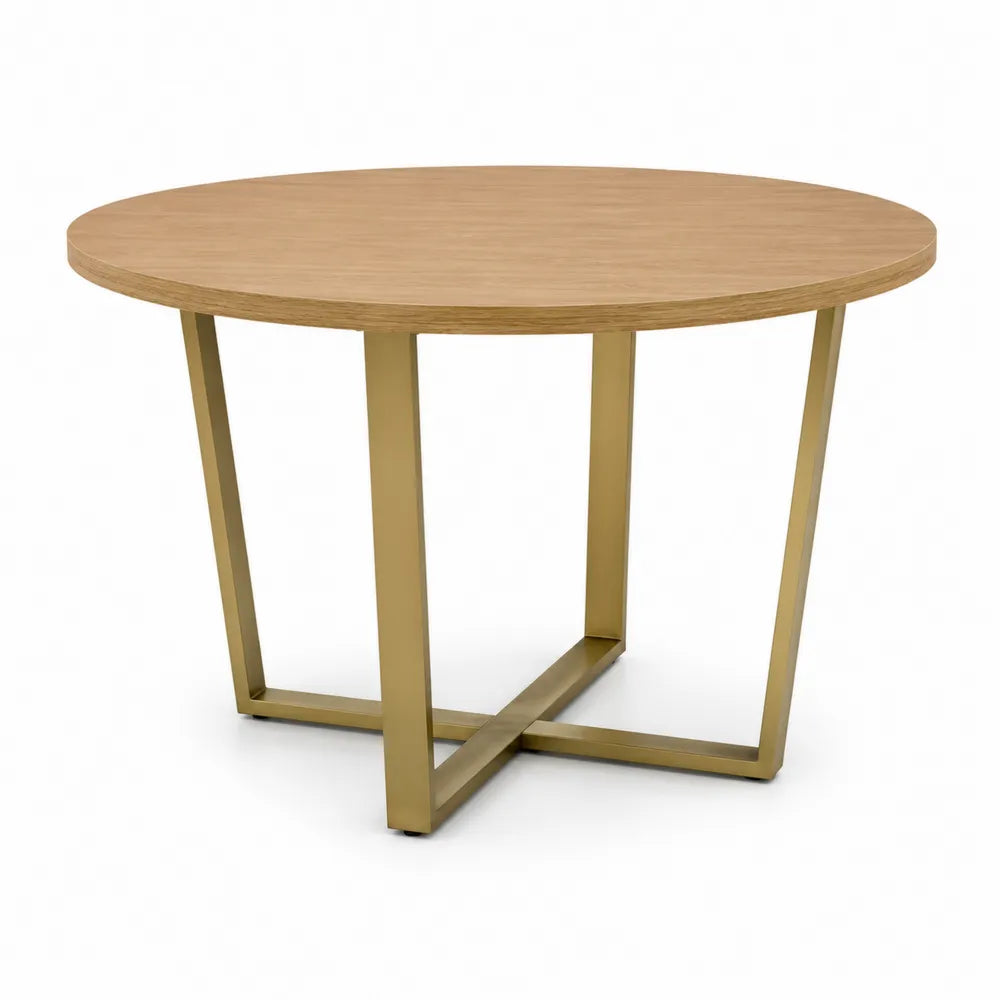 Esstisch Rund MDF Tischplatte Stahlgestell Gold Holzoptik 120 x 120 x 75 cm