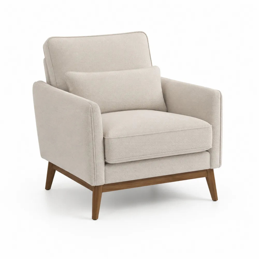 Sessel mit Kissen Stoffbezug Polyester Holzbeine Beige 80 x 85 x 90 cm