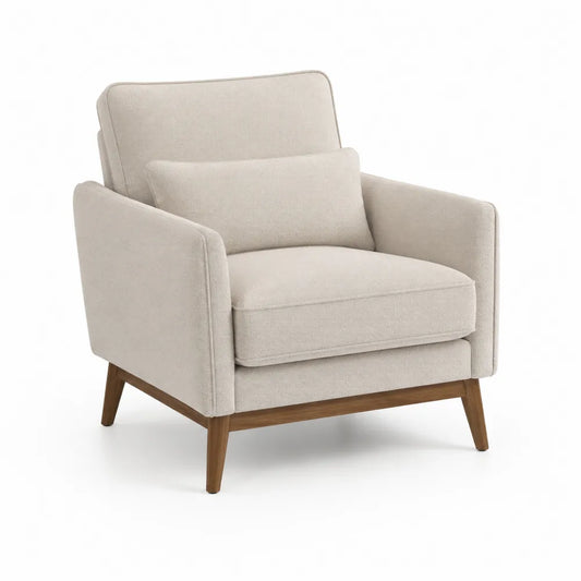 Sessel mit Kissen Stoffbezug Polyester Holzbeine Beige 80 x 85 x 90 cm