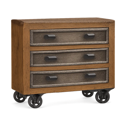 Sideboard Kommode mit 3 Schubladen MDF Metallgriffe Rollen Braun Schwarz 90 x 40 x 75 cm