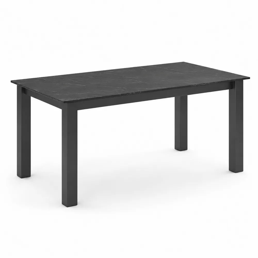 Esstisch Keramikplatte Stahlgestell rechteckig Schwarz Marmoroptik 180 x 90 x 75 cm