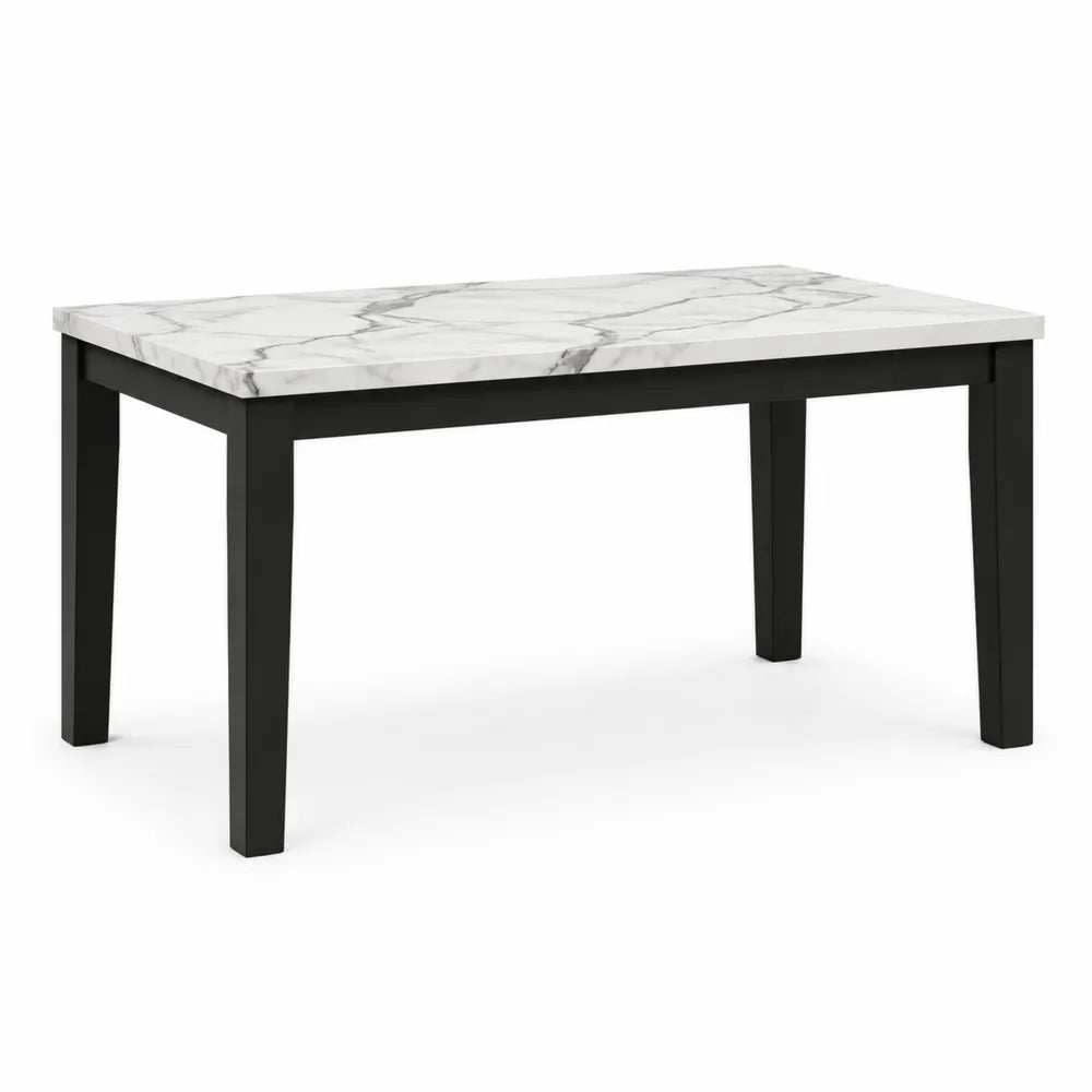 Esstisch Keramikplatte Stahlgestell rechteckig Schwarz Weiß Marmoroptik 180 x 90 x 75 cm